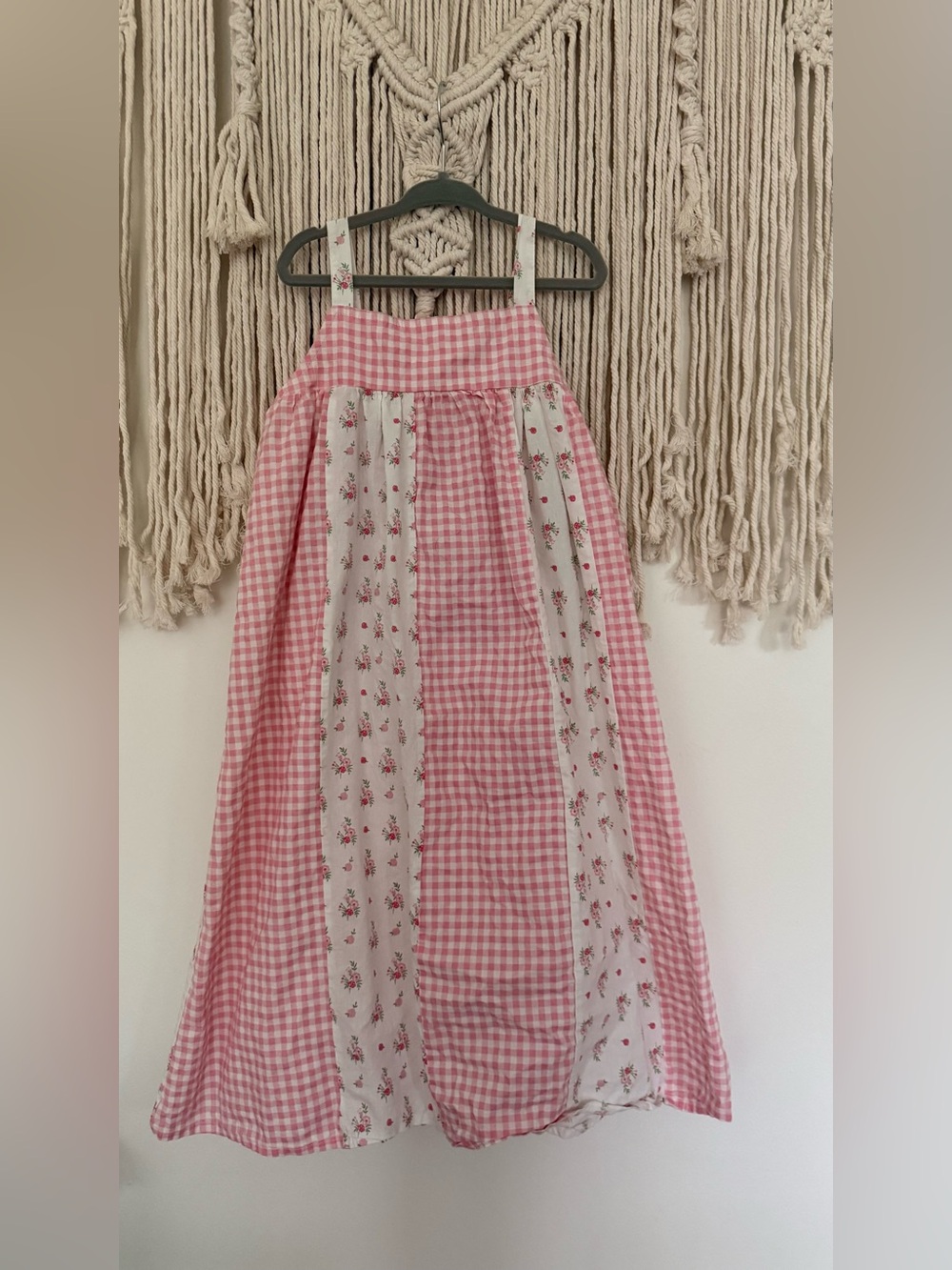 Pink Gingham & Floral Panel Maxi dress